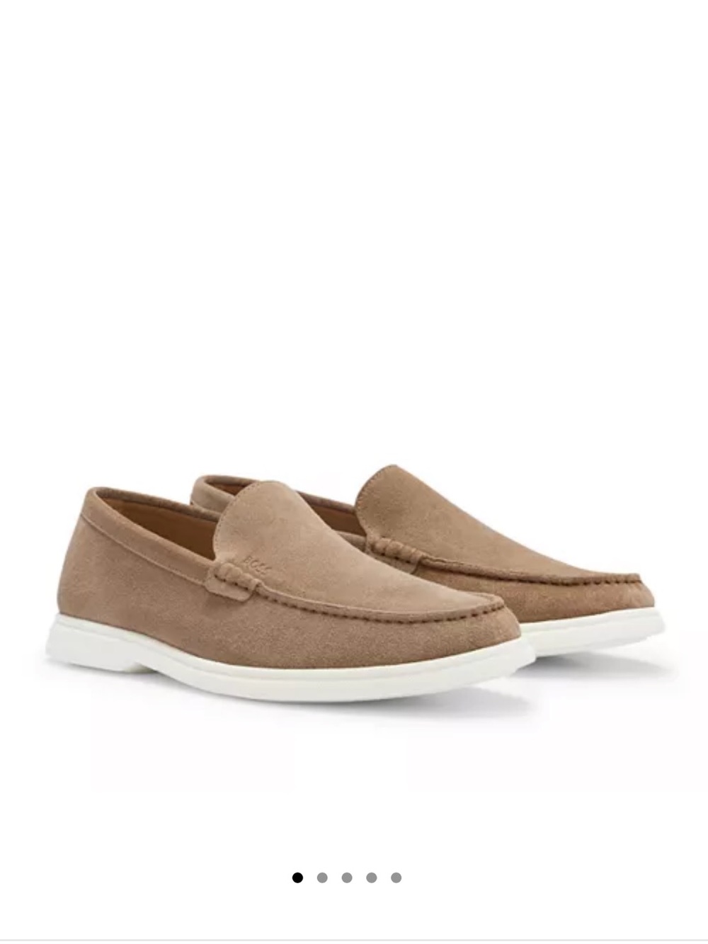 Boss Medium Beige Suede Men’s Loafers with White Sole